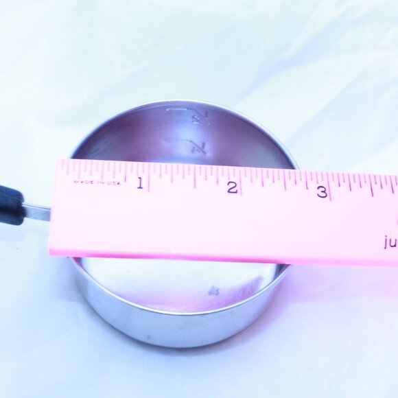 Revere Ware 1801 Copper Bottom 1/2 Cup Measuring Cup - Mini Saucepan 1/4 & 1/2 - Picture 7 of 8